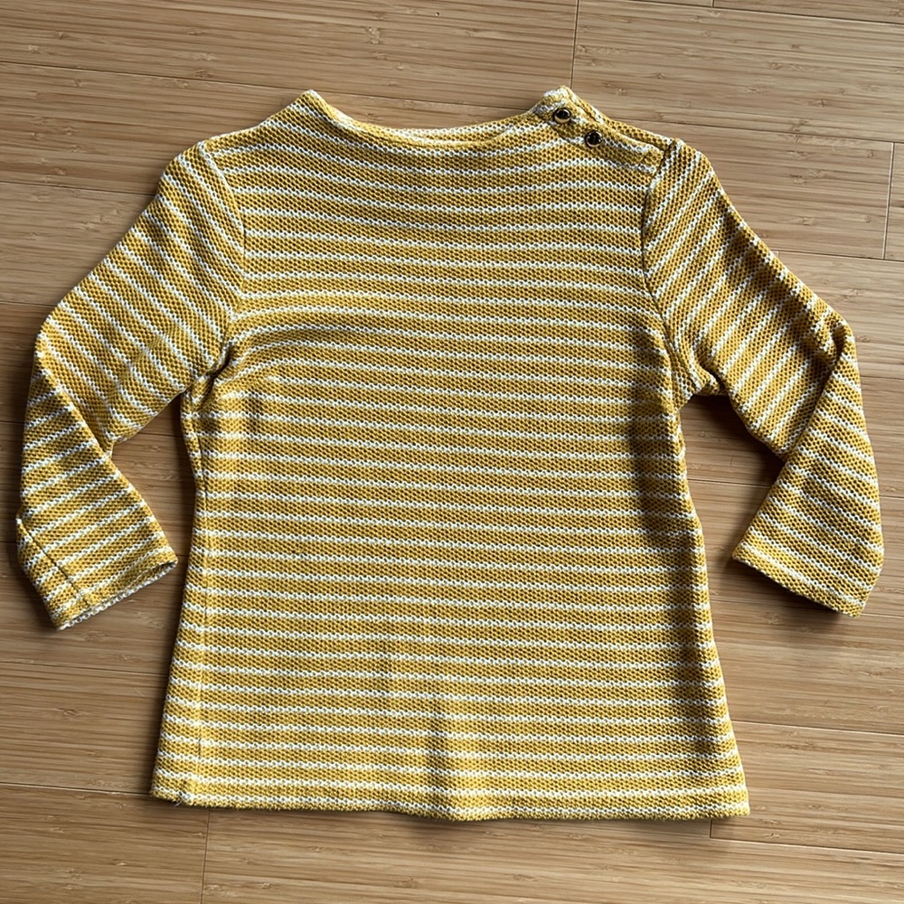 Talbots lightweight knit top, yellow and white, size small